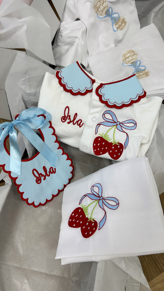 Strawberry Bow Baby Grow