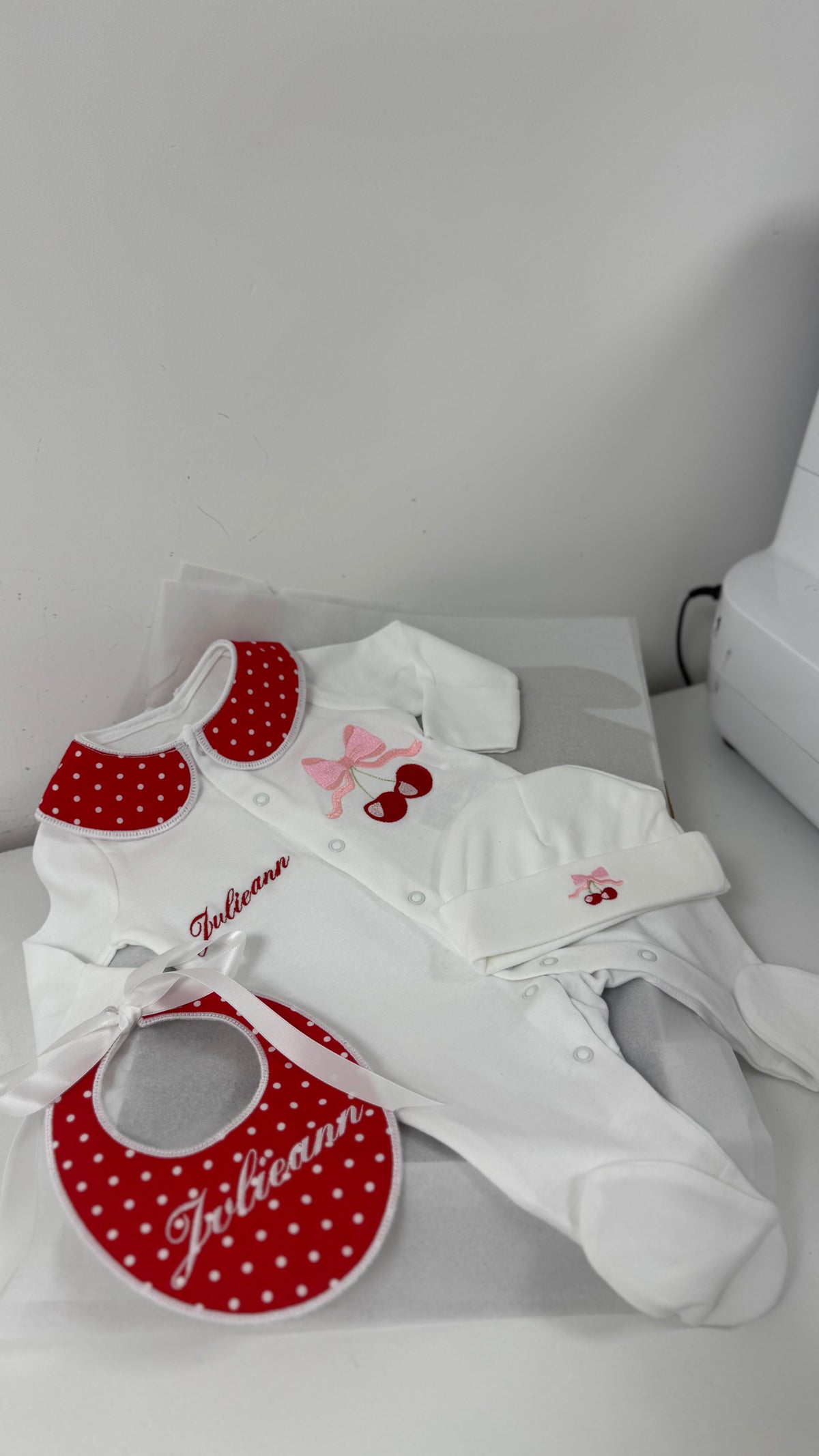 Cherry Bow Polka Dot Set