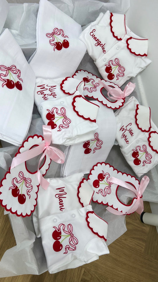 Cherry Bow Baby Grow