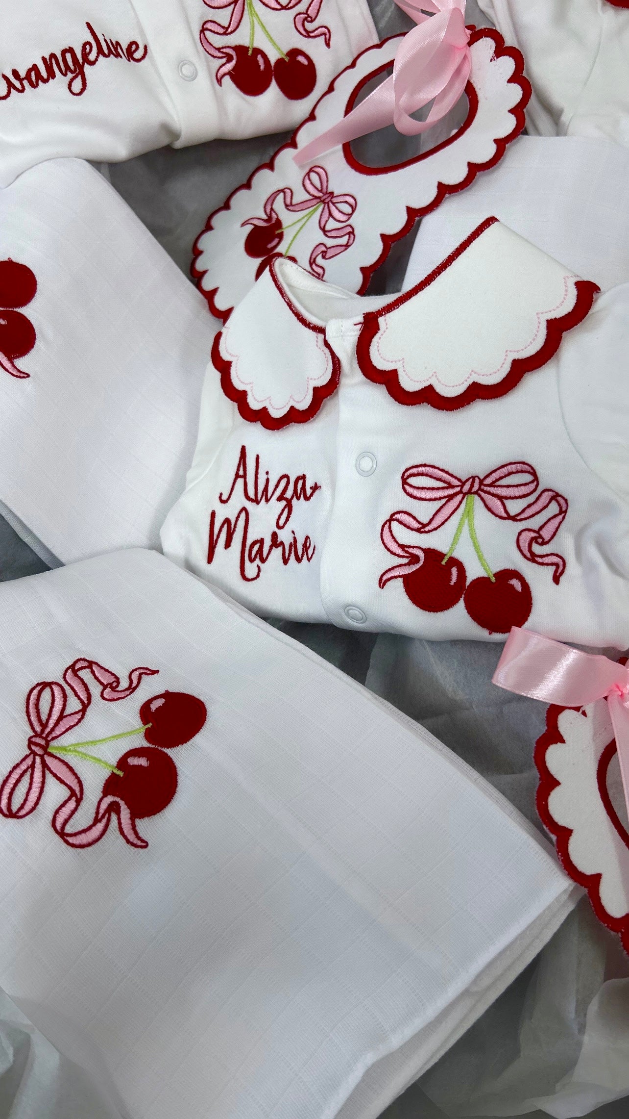 Cherry Bow Baby Grow
